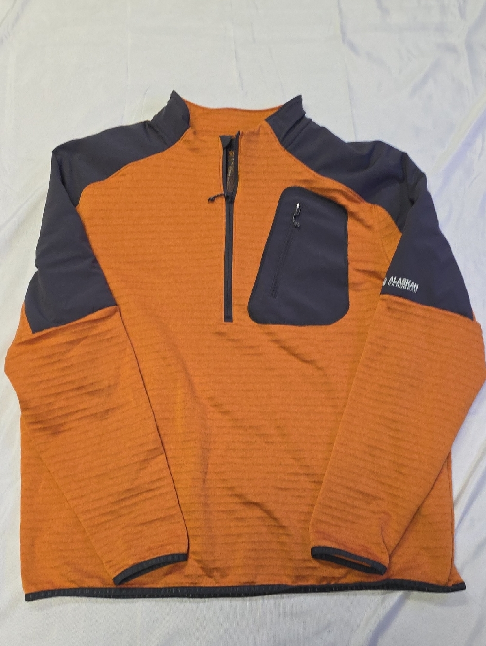 Duluth Trading Co Orange and Black Half-Zip Pullover